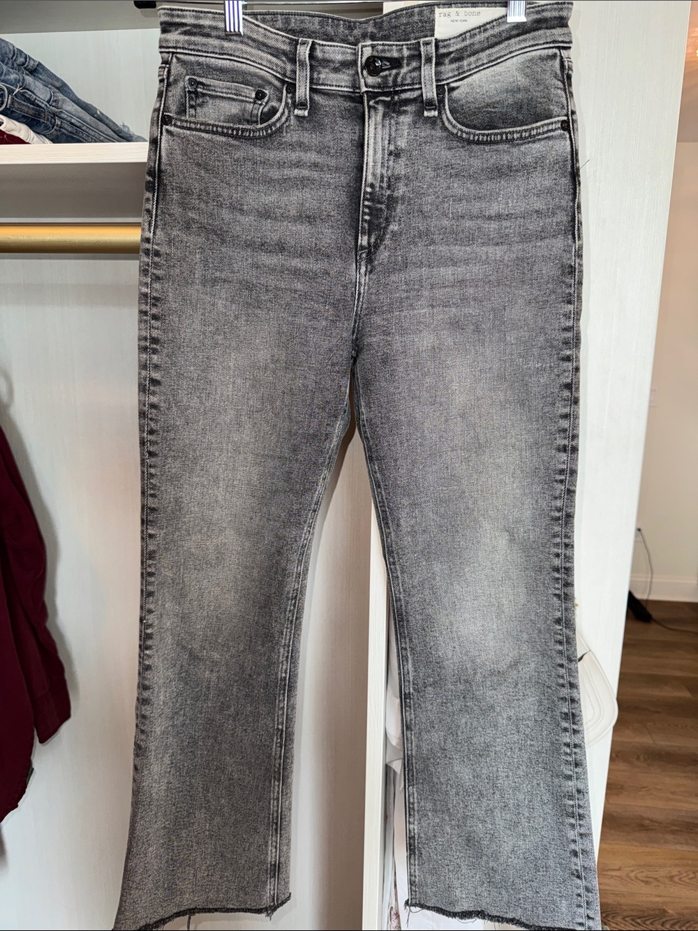Rag & Bone Cut Off Raw Hem Nina High Rise Ankle Flare Jeans size 28 size 6